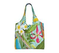 AABSTBFM Tropical Plants And Parrots Printed Canvas Tote Bags Shopping Bags - Reusable Shoulder Tote Bag Grocery Bags Shopper Handbag Toy Bag For Work School Travel Beach