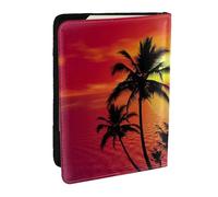 AABSTBFM Tropical Sunset Printed Passport Holder 6.5 in, Leather Travel Passport Cover Card Case Wallet for Women Men