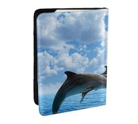 AABSTBFM Two Dolphins Printed Passport Holder 6.5 in, Leather Travel Passport Cover Card Case Wallet for Women Men