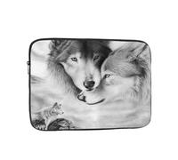 AABSTBFM Two Gray Wolf Printed Laptop Sleeve For 15 Inch Laptops, Shockproof Oxford Fabric Laptop Protective Case For Daily Use, Travel, Business Trips, School, Office, Everyday Use