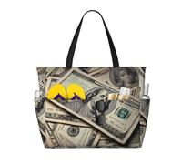 AABSTBFM US Dollar Currency Money Printed Beach Tote Bag Travel Bags, Reusable Shoulder Bag Grocery Bags Shopper Handbag Toy Bag for Work School Travel Beach