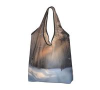 AABSTBFM Wandering in the winter light Printed Foldable Shopping Bag 1 PCS, Reusable Waterproof Grocery Bag Large Tote Bag, Shopper Handbag, And Beach Bag