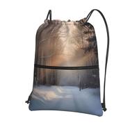 AABSTBFM Wandering in the winter light Printed Outdoor Drawstring Backpack Lightweight String Backpack Bags for Sports, Gym, Travel, Shopping, School