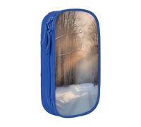 AABSTBFM Wandering in the Winter Light Printed Pencil Case Large Capacity Compartment Pencil Pen Pouch Bag with Zipper for School Office Travel, Blue
