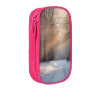 AABSTBFM Wandering in the Winter Light Printed Pencil Case Large Capacity Compartment Pencil Pen Pouch Bag with Zipper for School Office Travel, Pink