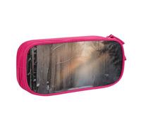 AABSTBFM Wandering in the Winter Light Printed Pencil Case Pen Pouch Bag with Zipper, Pink Large Capacity Pencil Box for School, Office, Travel