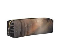 AABSTBFM Wandering in the Winter Light Printed Square Pencil Case Cute Leather Gold Zipper Pen Pencil Pouch Bag for School, Office, and Travel