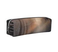 AABSTBFM Wandering in the Winter Light Printed Square Pencil Case Cute Leather Silver Zipper Pen Pencil Pouch Bag for School, Office, and Travel