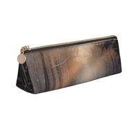 AABSTBFM Wandering in the Winter Light Printed Triangle Pencil Case Cute Leather Zipper Pen Pencil Pouch Bag for School, Office, and Travel