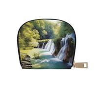 AABSTBFM Waterfall Flowing Scenery Printed Card Holder Wallet, Pu Leather Card Case Organizer Bag for Men Women