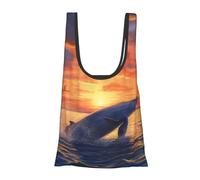 AABSTBFM whale sunset Printed Foldable Shopping Bag- Reusable Waterproof Grocery Bag Large Tote Bag Shopper Handbag Beach Bag