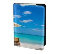 AABSTBFM White Beach Tropical sea Printed Passport Holder 5.5 in, Leather Travel Passport Cover Card Case Wallet for Women Men