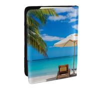 AABSTBFM White Beach Tropical sea Printed Passport Holder 6.5 in, Leather Travel Passport Cover Card Case Wallet for Women Men