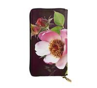 AABSTBFM Wild Flower Rose Printed Leather Wallet for Women Men Zipper Purse Clutch Bag Long Wallet Card Holder