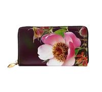 AABSTBFM Wild Flower Rose Printed Leather Wallet for Women Men Zipper Purse Clutch Bag Long Wallet Card Holder