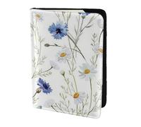 AABSTBFM Wild Flowers and Cornflowers Daisies Printed Passport Holder 5.5 in, Leather Travel Passport Cover Card Case Wallet for Women Men