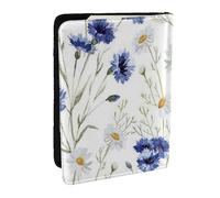 AABSTBFM Wild Flowers and Cornflowers Daisies Printed Passport Holder 6.5 in, Leather Travel Passport Cover Card Case Wallet for Women Men
