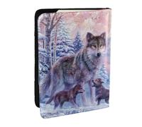 AABSTBFM Wolves Family Printed Passport Holder 6.5 in, Leather Travel Passport Cover Card Case Wallet for Women Men