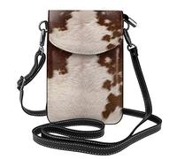 AABSTBFM Women Crossbody Wallet Purse Red Brown Cowhide Printed Pu Leather Cell Phone Bag Purse