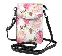 AABSTBFM Women Crossbody Wallet Purse Rose Flower Printed Pu Leather Cell Phone Bag Purse