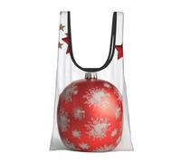 AABSTBFM Xmas Tree Ball Red Stars Printed Foldable Shopping Bag- Reusable Waterproof Grocery Bag Large Tote Bag Shopper Handbag Beach Bag