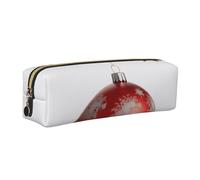 AABSTBFM Xmas Tree Ball Red Stars Printed Square Pencil Case Cute Leather Gold Zipper Pen Pencil Pouch Bag for School, Office, and Travel