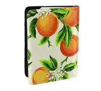 AABSTBFM Yellow Blossom and Orange Fruits Printed Passport Holder 6.5 in, Leather Travel Passport Cover Card Case Wallet for Women Men