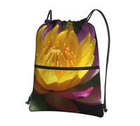 AABSTBFM Yellow Lotus Flower Printed Outdoor Drawstring Backpack Lightweight String Backpack Bags for Sports, Gym, Travel, Shopping, School