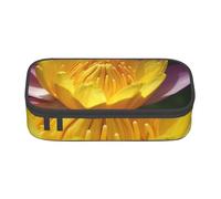 AABSTBFM Yellow Lotus Flower Printed Pencil Case Cute High Capacity Pen Pencil Pouch Bag with Zipper for School, Office, and Travel