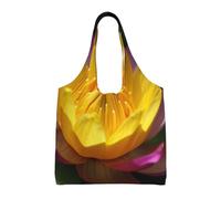AABSTBFM Yellow Lotus Flower Printed Womens Tote Bags Shopping Bags, Reusable Canvas Shoulder Grocery Bags Shopper Handbag Toy Bag for Work School Travel Beach