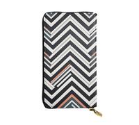 AABSTBFM Zig Zag Lines Printed Leather Wallet for Women Men Zipper Purse Clutch Bag Long Wallet Card Holder