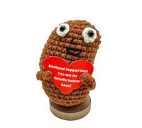 AABXX Mini Funny Positive Potato, 3 inch Knitted Doll with Positive Card for Cheer Up Gifts and Party Decorations, Cute Positive Crochet Doll for Birthday Gifts (Positive Coffee Bean)