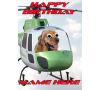 aac 115 Cocker Spaniel Dog Helicopter REAL Googly Eye Happy Birthday Personalised Card A5, Can be Created for Any Event a5 BY GIFTS FOR ALL 2016