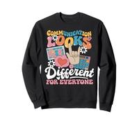 AAC Communication Looks Different Sign Autism Awareness Kids Sweatshirt