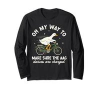 AAC Speech Therapists Funny SLP Goose On Bike Long Sleeve T-Shirt