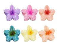 Aacehlh 6 Pcs Flower Hair Claw Clips, 3.1 inch Hawaiian Plumeria Hair Clips, Summer Beach Essentials Hair Accessories for Women (Plumeria)