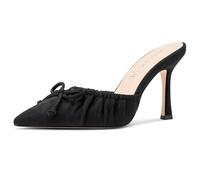Aachcol Womens Pointed Toe Stiletto High Heel Sandals Slip-on Mules Wedding Prom Dress Shoes 3.9 Inches Heels, Black, 8 UK