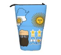 AACPPB Argentina Flag Sun Stars Beer Print Adjustable Telescopic Case, Expandable Storage for Pens, Makeup, Small Items, Portable Bag