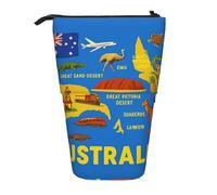 AACPPB Australia Map Icons Print Adjustable Telescopic Case, Expandable Storage for Pens, Makeup, Small Items, Portable Bag