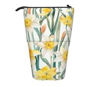 AACPPB Bright Yellow Daffodil Bunch Print Adjustable Telescopic Case, Expandable Storage for Pens, Makeup, Small Items, Portable Bag