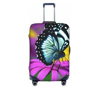 AACPPB Butterfly On Daisy Flower Tsa Approved Luggage Cover For 18-32 Inch Suitcases Scratch-Resistant Stretch Luggage Cover, White, S