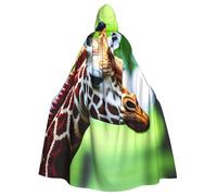 AACPPB Cartoon Giraffe Print Halloween Hooded Cloak Medieval Renaissance Style Costume Unisex Wizard Role Play
