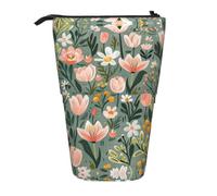 AACPPB Cold pink flowers Print Adjustable Telescopic Case, Expandable Storage for Pens, Makeup, Small Items, Portable Bag