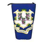 AACPPB Connecticut State Flag Print Adjustable Telescopic Case, Expandable Storage for Pens, Makeup, Small Items, Portable Bag