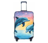 AACPPB Dolphins In Love Tsa Approved Luggage Cover For 18-32 Inch Suitcases Scratch-Resistant Stretch Luggage Cover, White, Small