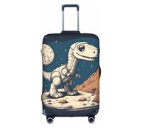 AACPPB Funny Astronaut Dinosaur Rocke Tsa Approved Luggage Cover For 18-32 Inch Suitcases Scratch-Resistant Stretch Luggage Cover, White, Small