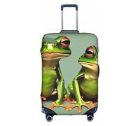 AACPPB Funny Green Frogs 1 Tsa Approved Luggage Cover For 18-32 Inch Suitcases Scratch-Resistant Stretch Luggage Cover, White, X-Large