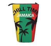 AACPPB Jamaica Palm Grove Print Adjustable Telescopic Case, Expandable Storage for Pens, Makeup, Small Items, Portable Bag