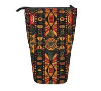AACPPB Lively Saffron Geo Art Print Adjustable Telescopic Case, Expandable Storage for Pens, Makeup, Small Items, Portable Bag