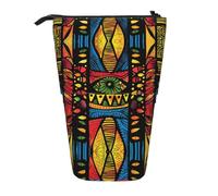 AACPPB Mazy MultiColor Geo Stripe Print Adjustable Telescopic Case, Expandable Storage for Pens, Makeup, Small Items, Portable Bag